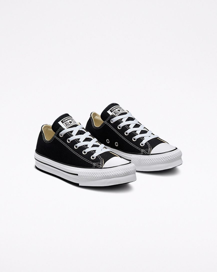 Zapatos Plataforma Converse Chuck Taylor All Star Lift Bajas Niña Negras Blancas Negras | PE P84E02